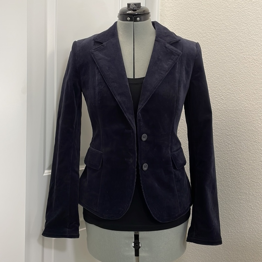 H&M Corduroy Dark Navy Black Fitted Blazer